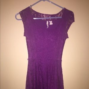 Red camel purple lace dress